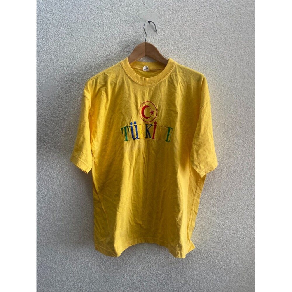 Turkiye Turkey Embroidered Short Sleeve T-Shirt Men's XL Yellow Color